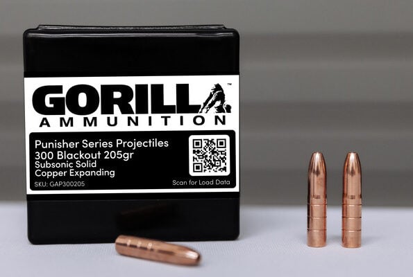 Gorilla 300BLK 205gr Solid Copper Subsonic Expanding Projectiles (Quantity of 50)