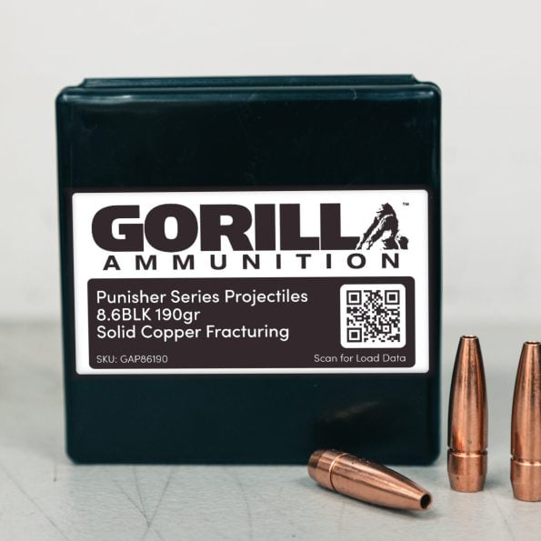 Gorilla 8.6 Blackout 190gr Solid Copper Fracturing Projectiles (Qty of 50) **NOT LOADED - PROJECTILES ONLY**